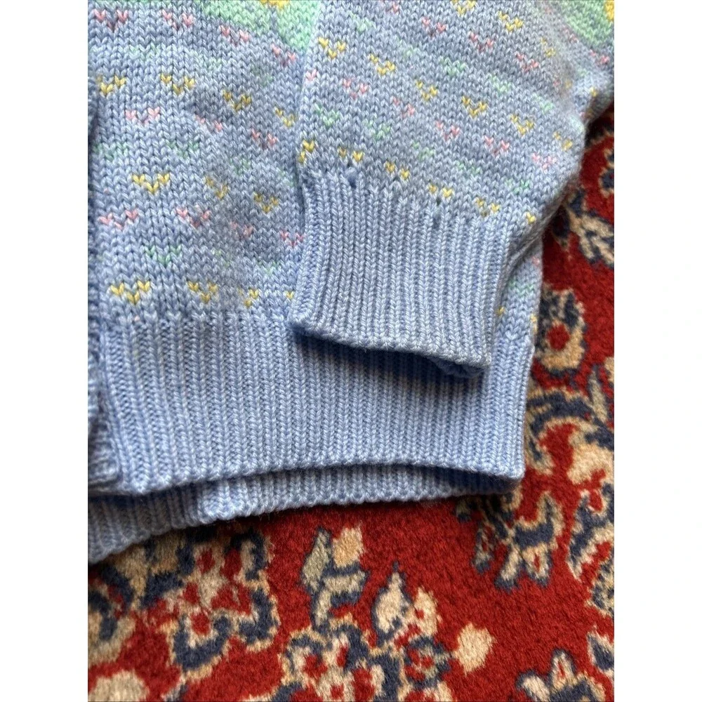 Vintage Two of Hearts Kids Sweater Large Crew Neck 90s Knit Cardigan L 6x